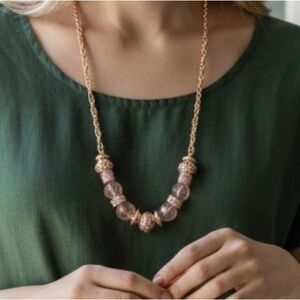 Catherines Rose Gold Tone Beaded Statement Necklace